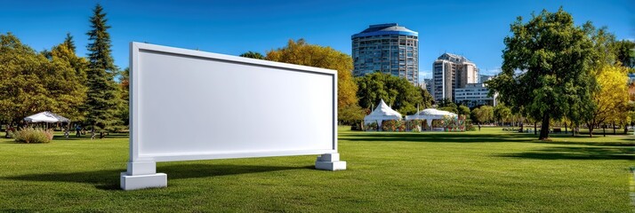 Blank Horizontal Billboard Mockup in Sunny Urban Park