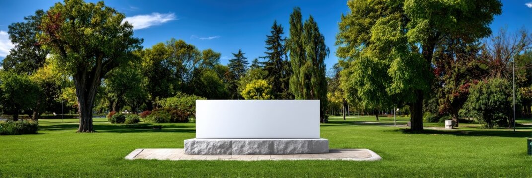 Blank White Billboard Mockup in a Sunny Green Park Banner