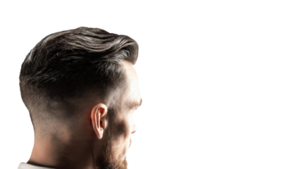 Man with trendy haircut, side view