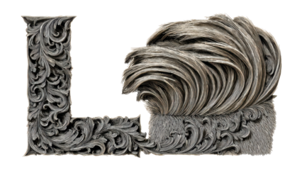 Ornate Letter L in Silver Tones
