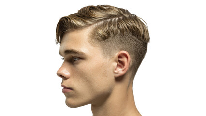 Fototapeta premium Profile of Stylish Young Man with Modern Hairstyle