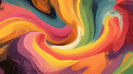 Vibrant abstract swirl with bold colors and dynamic motion.