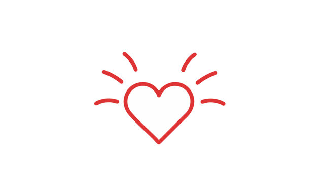 Red Heart Icon with Radiating Lines Symbol
