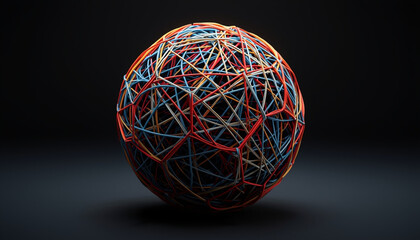 World Cup: A colorful sphere made of tangled threads on a dark background