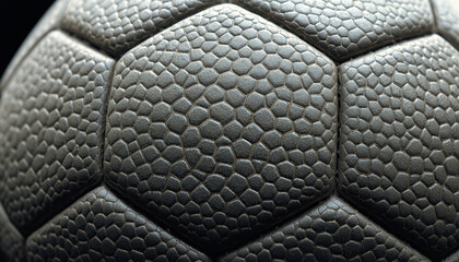 World Cup: A close-up view of a textured soccer ball with a black background