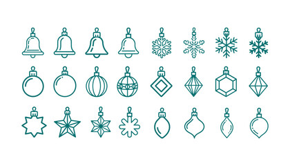 Christmas winterland Ornament Line Icon Set