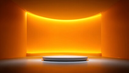 A bare studio equipped with a smooth orange and yellow gradient on the floor and background, making it a clean, minimalist backdrop for product placement, design initiatives, and ad campaign