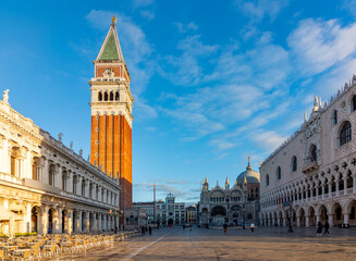 Obraz premium St. Mark's square with Campanile tower, basilica San Marco and Doge's palace, Venice, Italy