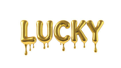 Golden lucky text with dripping effect