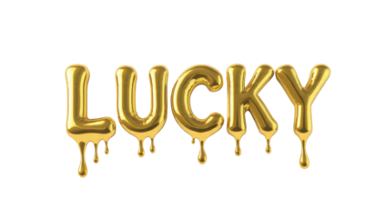Golden lucky text with dripping effect