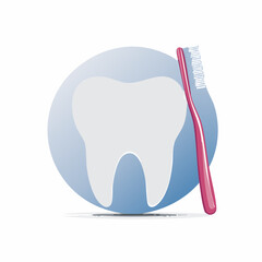 歯と歯ブラシのシンプル歯科ケアベクター素材