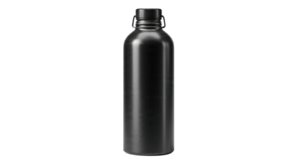 Matte black metal water bottle, reusable