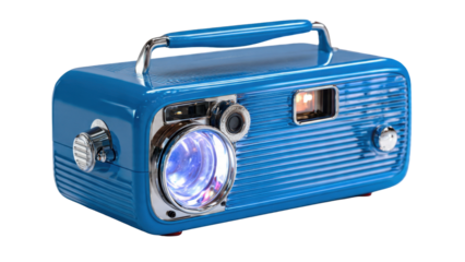 Retro blue projector with handle