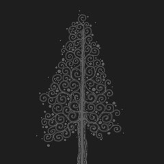 Stylised pine tree illustration; floral conifer icon
