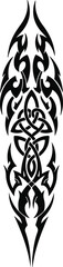 Intricate black tribal tattoo design featuring celtic knots and sharp tribal patterns isolated illustration