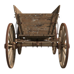Antique wooden cart with large spoked wheels