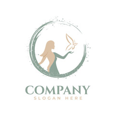 Silhouette women with butterfly in hand on the white background