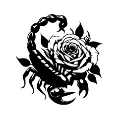 Scorpion with Rose Vector Art, Dangerous Beauty SVG
