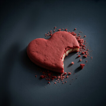 Delicious bitten heart-shaped cookie.