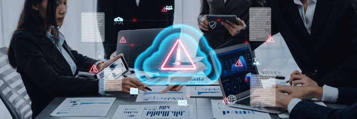 Cloud computing with alert icons and security elements, representing real-time threat detection, risk prevention, and digital infrastructure protection Parse