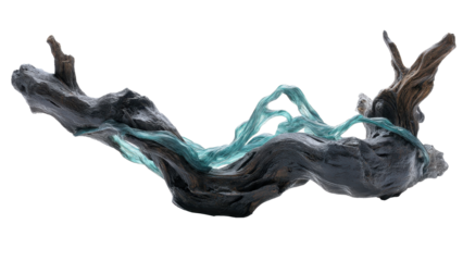 Driftwood with Wavy Turquoise Glass Accent