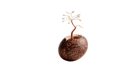 Handmade seed pod craft with sprout