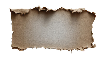 Fototapeta premium Torn paper strip with aged, rough, and ragged edges, creating a vintage or antique look, perfect for a message, textured background, or historical design element on a transparent background