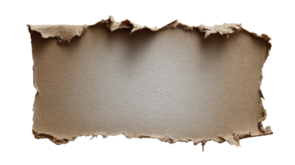 Torn paper strip with aged, rough, and ragged edges, creating a vintage or antique look, perfect for a message, textured background, or historical design element on a transparent background