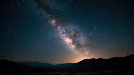 Fototapeta premium Milky Way Galaxy over mountains at night
