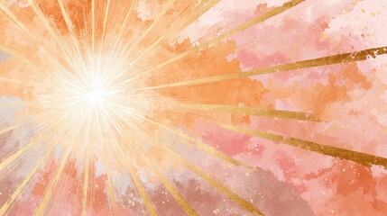 Soft sunburst motif: abstract radial beams in amber and peach tones
