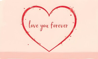 Romantic heart design with love you forever text for valentine's day or anniversary greeting card with romance and red and pink and typography