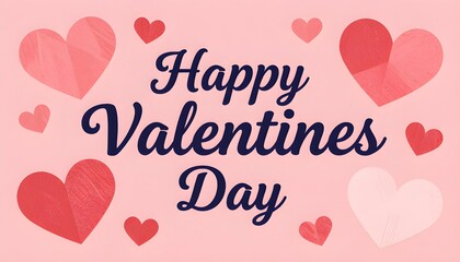 Happy valentines day celebration with cute pink and red hearts on light pink background with love and romance and festive and greeting and card