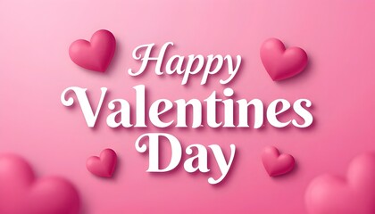 Valentines day celebration with pink hearts and greeting text on pink background with love and romance and festive and heart shape and romantic