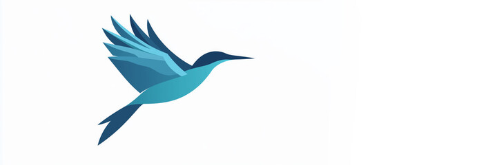 Flat Vector Line Art Logo of Bird Flying