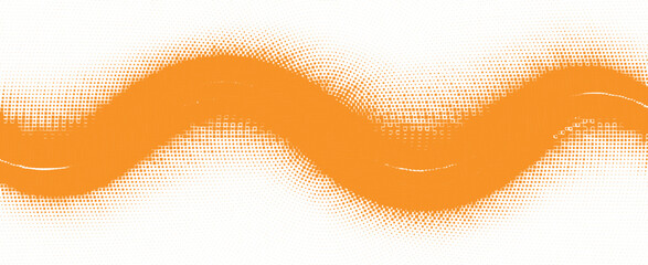 Orange Halftone Wave Pattern with Square Pixel Gradients and Abstract Fluid Motion Design for Creative Media Vector Illustration
