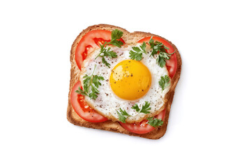 Photo realistic illustration of a toast with tomatoes and egg - isolated on a white backgroiund
