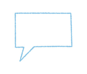 Fototapeta premium Chalk speech balloon box icon with blue contour outlines main message textbox. Communication and chat symbol for talk in comic or cartoon scene, simple empty style for creative use.