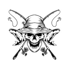 Skeleton Fisherman Vector Art, Humorous Bones SVG