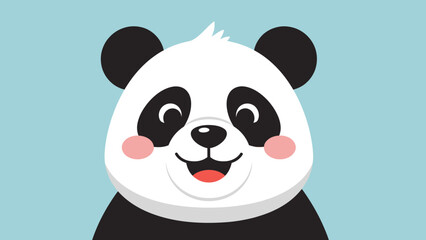 Adorable cartoon panda with a happy expression and rosy cheeks. © Kelik