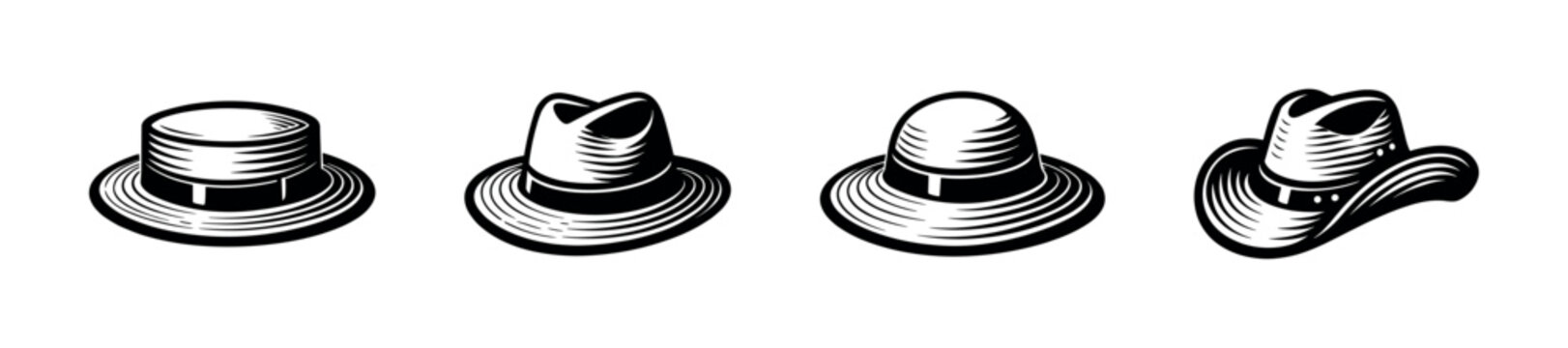 Hats and headwear vector icons set: fashion and style symbols