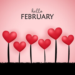 February vector design with seasonal winter and early spring elements in a clean, simple style. Ideal for calendars, planners, social media posts, banners, and February themed designs.