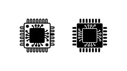 Vector illustration of modern microchips and integrated circuits for electronic technology on transparent background