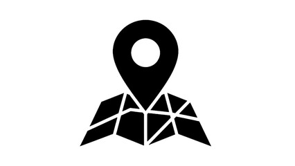 Vector illustration of a map pin pointer on a folded location map icon, on transparent background