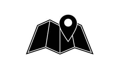 Vector illustration of, on transparent background, a folded map and GPS location pin symbol