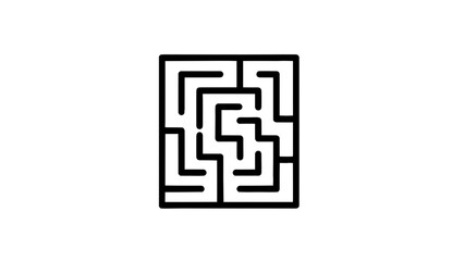 Vector illustration of, on transparent background, an intricate square labyrinth puzzle challenge design concept