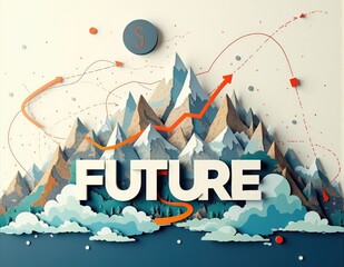 Glowing 3D letters forming the word FUTURE, with vibrant lighting effects symbolizing future, futuristic visions, and forward progress