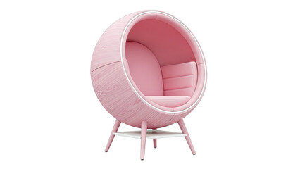 Fototapeta premium Pink Egg Chair with Wood Grain Exterior