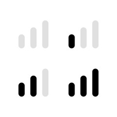 Signal strength bar icons set, mobile network indicator, wireless connection status, cellular signal UI symbols, signal level icons