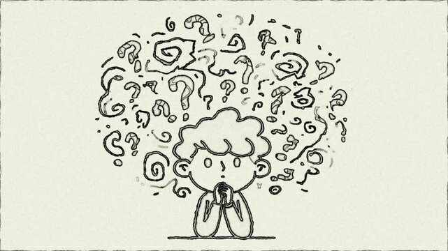Hand draw animation representing a chaotic mind overthinking or the burdens of stress and anxiety