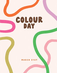Set of Colour Day Posters with Playful Abstract Wavy Lines

